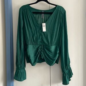 Anthropologie empire blouse in rich jade sz L  Brand New